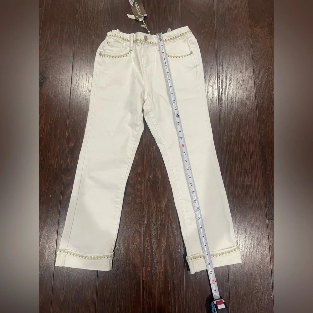 Matilda Jane Enchanted Garden Logan Crop Straight  White Jeans Girl Size 12 NEW